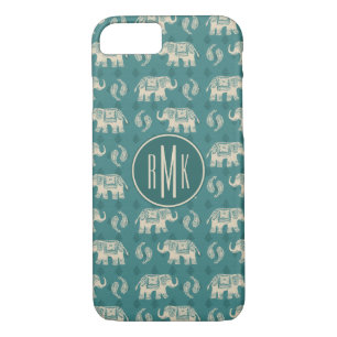 Monogram   Elephant Teal Caravan Pattern Case-Mate iPhone Case