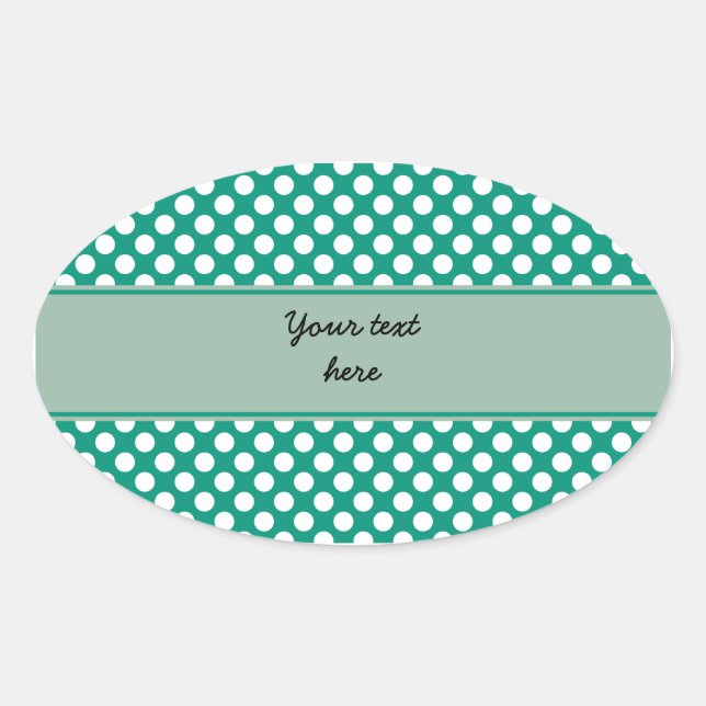 Monogram Emerald Green and White Polka Dot Pattern Oval Sticker (Front)