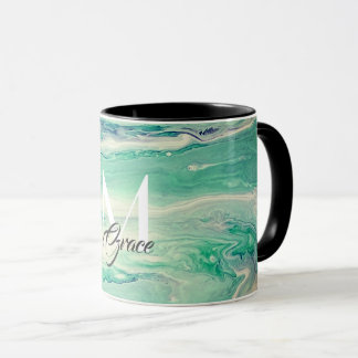 Monogram Emeraldgreen And White Mug
