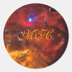 Monogram - Emission Nebula NGC 2467 in Puppis Classic Round Sticker