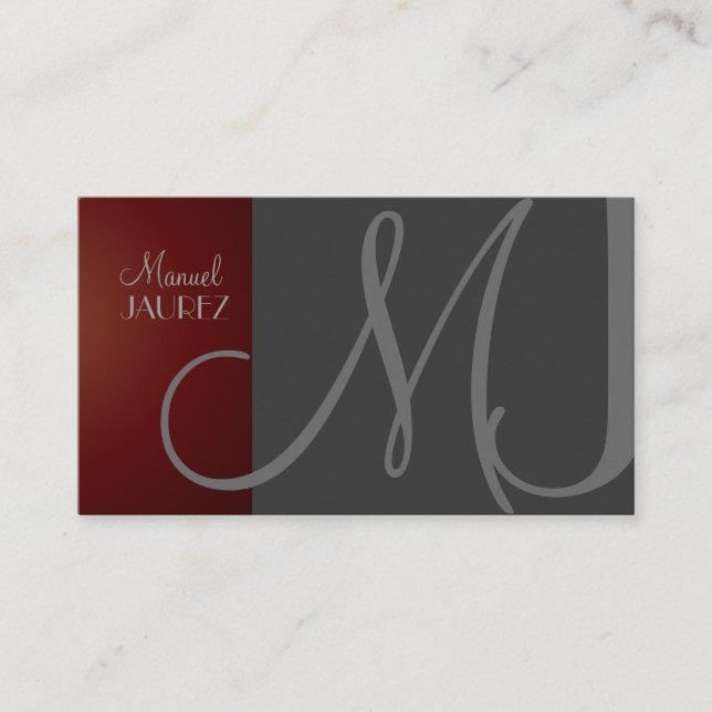 MONOGRAM En Retro colours/Graphite+Maroon Business Card (Front)