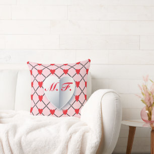 Monogram Enamoured Couple Anniversary Heart Patter Cushion