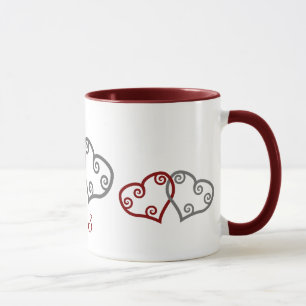 Monogram engagement hearts mug