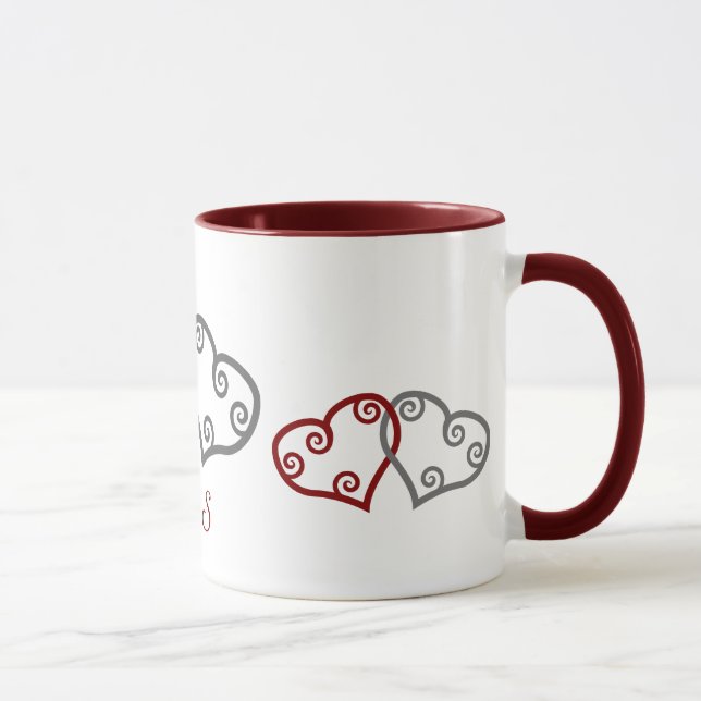 Monogram engagement hearts mug (Right)