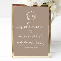 Monogram Engagement Party Welcome Sign Foam Board