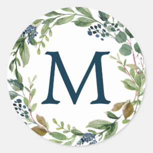 Monogram Envelope Seals Navy Greenery
