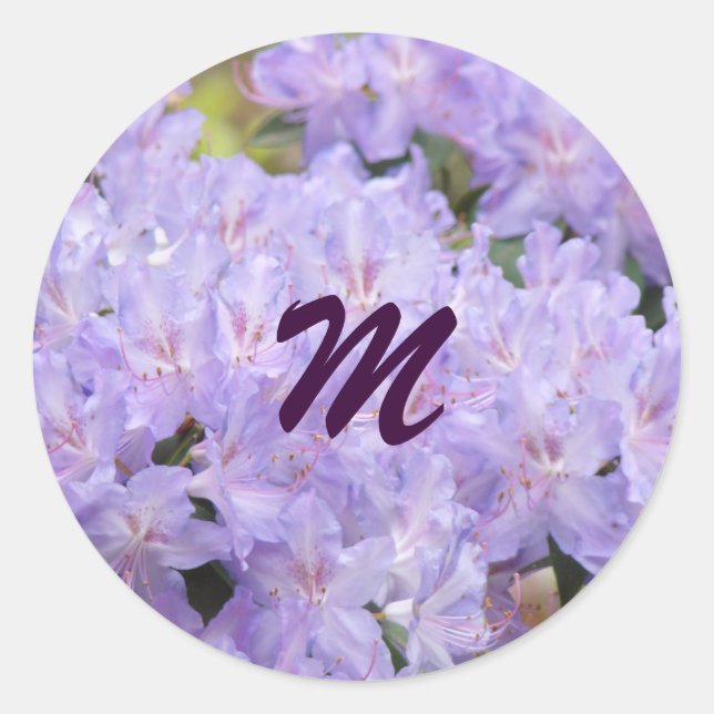Monogram envelope seals Purple Lavender floral (Front)