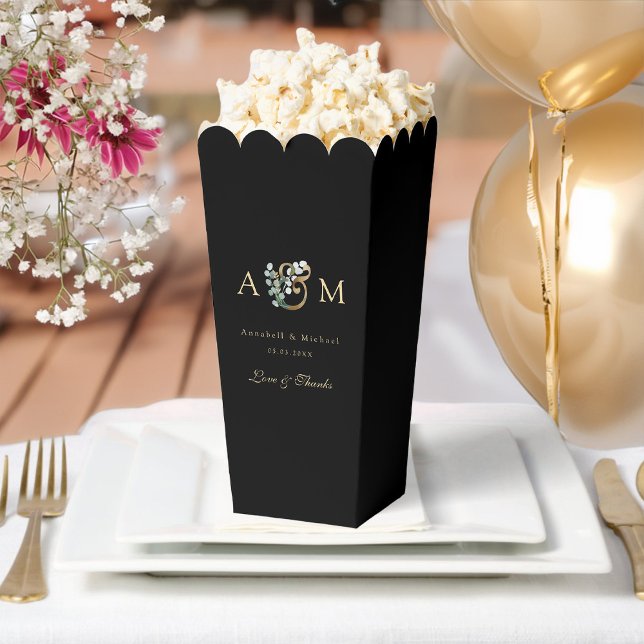 Monogram Eucalyptus Black Wedding  Favour Box (Creator Uploaded)