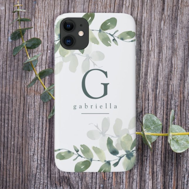 Monogram Eucalyptus Botanical  Case-Mate iPhone Case (Creator Uploaded)