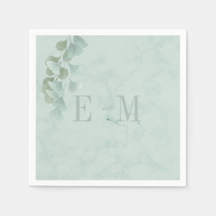 Monogram Eucalyptus Foliage Chic Wedding Napkin