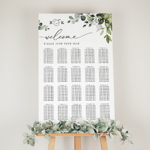 Monogram Eucalyptus Greenery Wedding Seating Chart