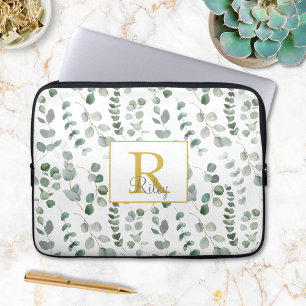 Monogram Eucalyptus Leaves Pattern Laptop Sleeve