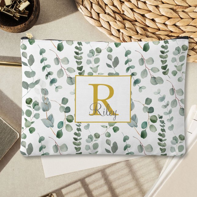 Monogram Eucalyptus Pattern Accessory Pouch (In situ, on table)
