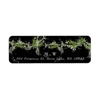 Monogram Eucalyptus Wreath Premium Black Envelope