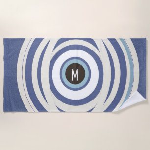 Monogram Evil Eye Retro Trendy Holiday Beach Towel