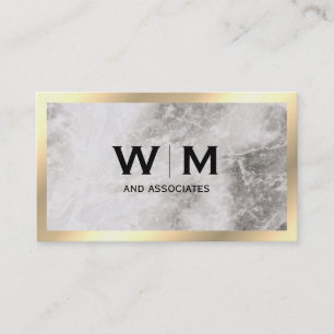 Monogram   Executive Gold Border Marble Business Card