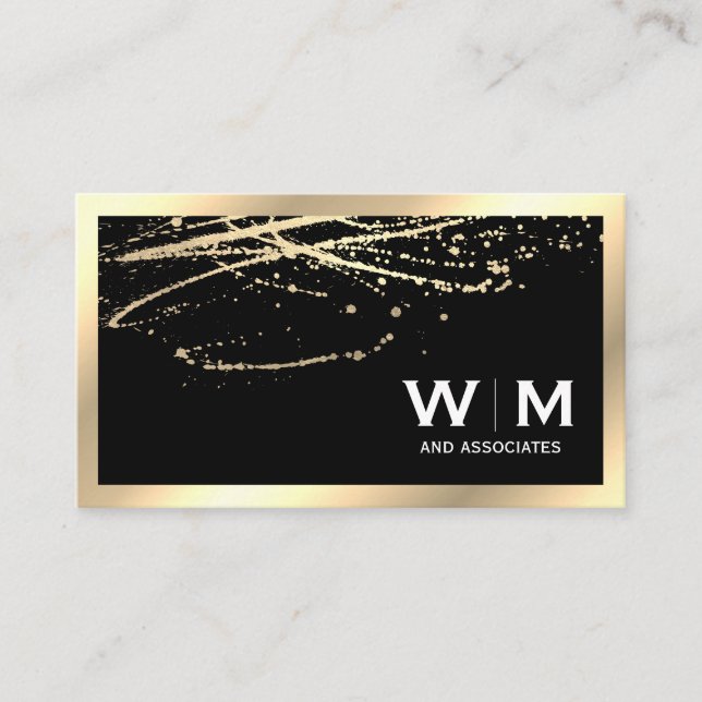 Monogram | Executive Gold with Gold Spatter Business Card (Front)