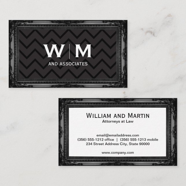 Monogram | Executive Pattern | Antique Frame Business Card (Front/Back)
