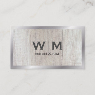 Monogram Executive Wood Grain Business Card