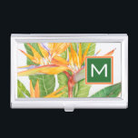 Monogram | Exotic Flowers Watercolor Business Card Holder<br><div class="desc">Exotic Flowers Watercolor  Artist: Tim OToole</div>