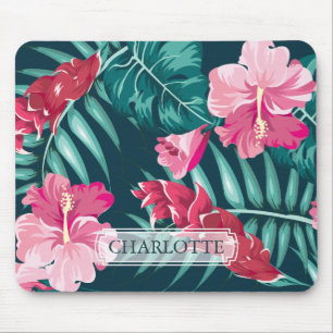 Monogram Exotic Summer Floral Mouse Pad
