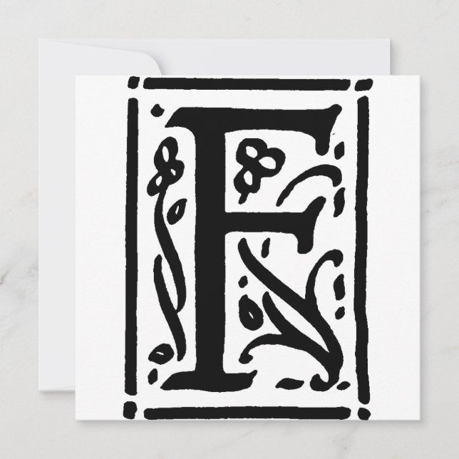 Monogram F Initial Black and White Floral Pattern (Front)
