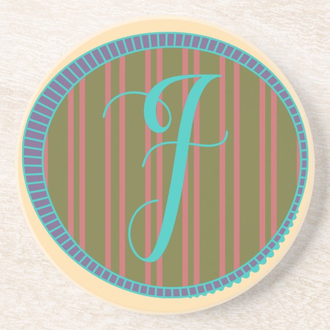 Monogram F Sandstone Coaster (Front)