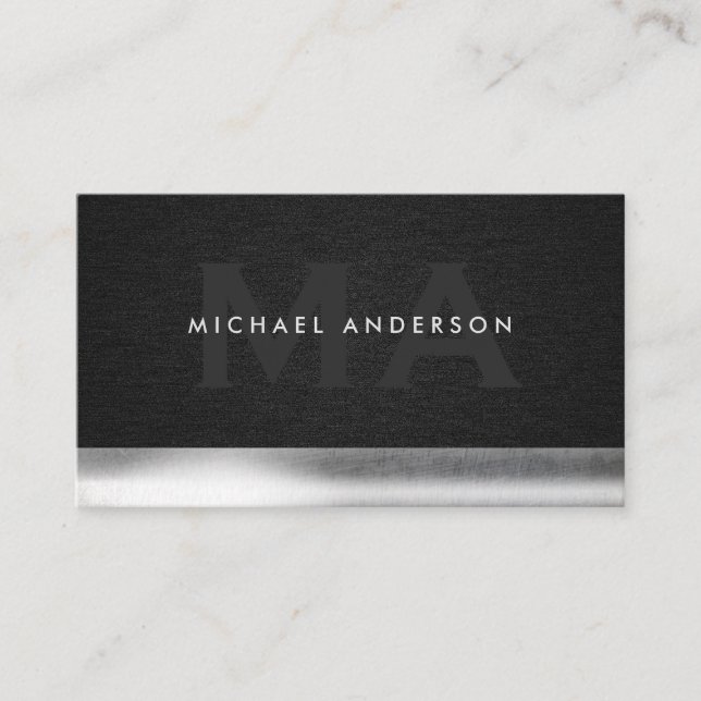 Monogram | Fabric Black | Metallic Trim Business Card (Front)