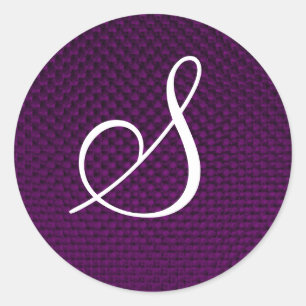Monogram Fabric Design (Purple) Classic Round Sticker