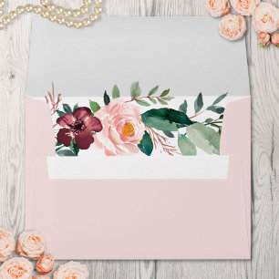 Monogram Fall Autumn Rose Wreath Return Address Envelope
