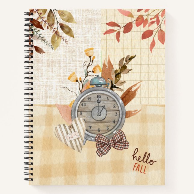 Monogram fall pattern Natural texture artwork chic Notebook (Front)