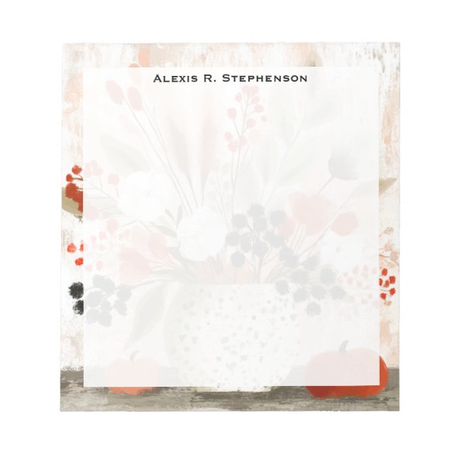 Monogram Fall Posy and Rust Speckled Pot Notepad (Front)