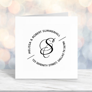 Monogram Family Couple Round Address Self-inking Stamp