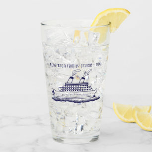 Monogram Family Cruise Ship Travel Blue Glass