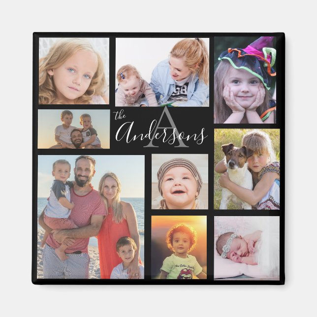 Monogram Family Eight Photo Customised   Magnet (Front)