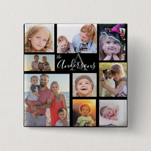 Monogram Family Eight Photo Customized   15 Cm Square Badge