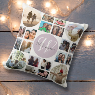 Monogram Family Memories 20 Photo Collage    Cushion