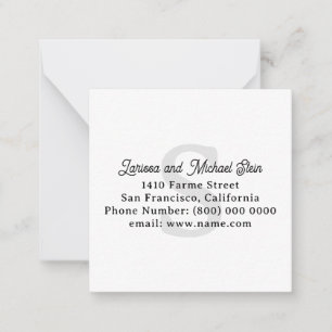 Monogram Family Name Address  Card