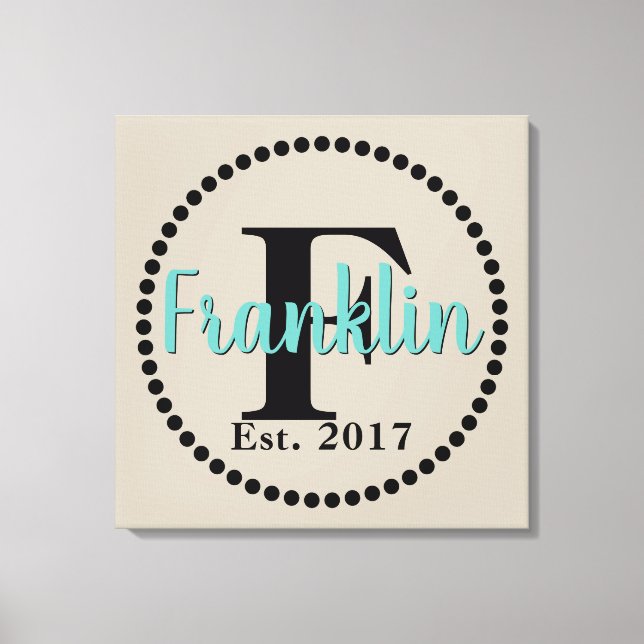 Monogram Family Name Canvas Print (Front)