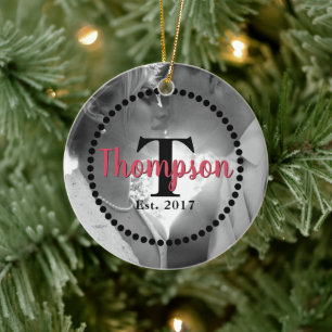 Monogram Family Name Ceramic Tree Decoration