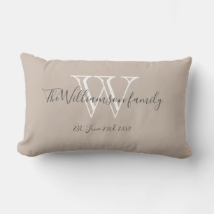 Monogram + Family Name Chic Script Keepsake Gift   Lumbar Cushion