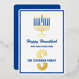 Monogram Family Name Menorah Candle Happy Hanukkah