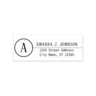 Monogram Family Name RSVP Adress Office Rubber Stamp