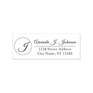 Monogram Family Name RSVP Adress Professional Rubber Stamp