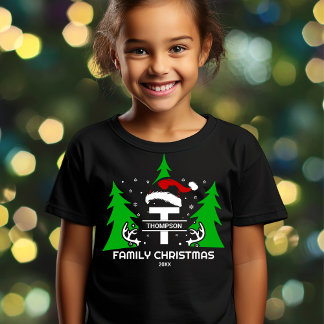 Monogram Family Name Santa Hat Year Christmas T-Shirt
