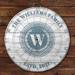 Monogram Family Name Vintage Crest Dartboard<br><div class="desc">A cool monogram crest dartboard with a rustic white wood background personalised with your name and established date. Great for a family game room,  or man cave. Designed for you by Blackberry Boulevard.</div>