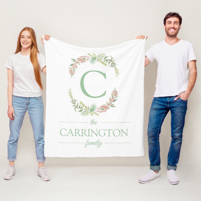 Monogram Family Personalised Name Fleece Blanket (In Situ)