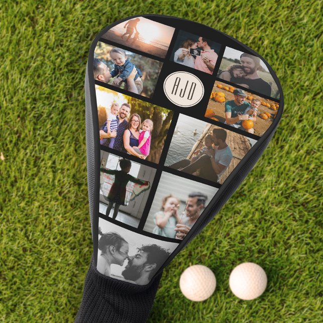 Monogram Family Photo Collage Cool Trendy Sports Golf Head Cover (Creator Uploaded)