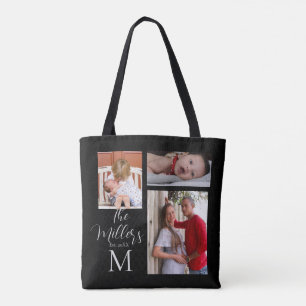 Monogram Family Photo Collage Customised    Tote Bag