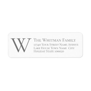 Monogram Family Simple White Return Address